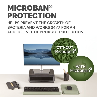 Suport incheietura Fellowes, Breyta Microban pentru tastatura, 47 x 6 cm, salvie